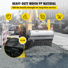 Geotextile Fabric, 3.8 x 15.2 m 3.5oz Woven PP Driveway Drain Cloth with 600lbs Tensile Strength, Heavy Duty Underlayment for Soil Stabilization, Landscaping, Weed Barrier,