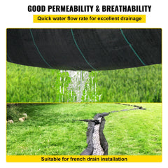 Geotextile Fabric, 3.8 x 15.2 m 3.5oz Woven PP Driveway Drain Cloth with 600lbs Tensile Strength, Heavy Duty Underlayment for Soil Stabilization, Landscaping, Weed Barrier,