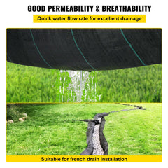 Geotextile Fabric, 3.8 x 15.2 m 3.5oz Woven PP Driveway Drain Cloth with 600lbs Tensile Strength, Heavy Duty Underlayment for Soil Stabilization, Landscaping, Weed Barrier,