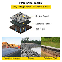Geotextile Fabric, 3.8 x 15.2 m 3.5oz Woven PP Driveway Drain Cloth with 600lbs Tensile Strength, Heavy Duty Underlayment for Soil Stabilization, Landscaping, Weed Barrier,