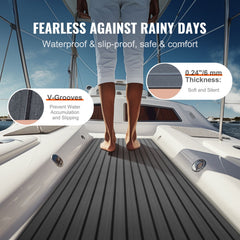 Boat Flooring, EVA Foam Boat Decking 94.5" x 17.7", Non-Slip Self-Adhesive Flooring, 11.6 sq.ft Marine Carpet for Boats, Yacht, Pontoon, Kayak Decking