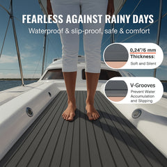 Boat Flooring, EVA Foam Boat Decking 94.5" x 17.7", Non-Slip Self-Adhesive Flooring, 11.6 sq.ft Marine Carpet for Boats, Yacht, Pontoon, Kayak Decking
