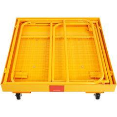 Forklift Safety Cage, 544 kg Load Capacity, 92 x 92 cm Folding Forklift Work Platform with Lockable Swivel Wheels, Drain Hole, and Device Chain, Holds 1 to 2 Adults, Perfect for Aerial Work