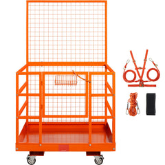 Forklift Safety Cage Work Platform 43X45in 1400lbs w/ Wheels for Aerial