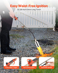 Propane Weed Torch Burner Ice Snow Melter 2400000 BTU 3 m Hose Portable