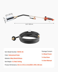 Propane Weed Torch Burner Ice Snow Melter 2400000 BTU 3 m Hose Portable