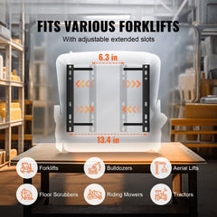 Universal Forklift Seat, Fold Down Tractor Seat with Adjustable Angle Back, Micro Switch and Retractable Seatbelt, 16-34 cm Slot Forklift Seat for Tractor Loader Excavator