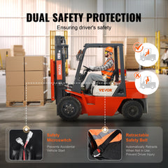 Universal Forklift Seat, Fold Down Tractor Seat with Adjustable Angle Back, Micro Switch and Retractable Seatbelt, 16-34 cm Slot Forklift Seat for Tractor Loader Excavator