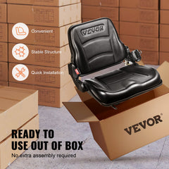 Universal Forklift Seat, Fold Down Tractor Seat with Adjustable Angle Back, Micro Switch and Retractable Seatbelt, 16-34 cm Slot Forklift Seat for Tractor Loader Excavator