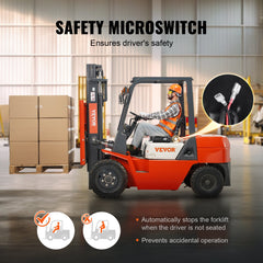 Universal Forklift Seat, Fold Down Tractor Seat with Adjustable Angle Back and Micro Switch, 16-34 cm Extended Slot Comfortable Forklift Seat for Tractor Loader Excavator