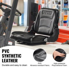 Universal Forklift Seat, Fold Down Tractor Seat with Adjustable Angle Back and Micro Switch, 16-34 cm Extended Slot Comfortable Forklift Seat for Tractor Loader Excavator