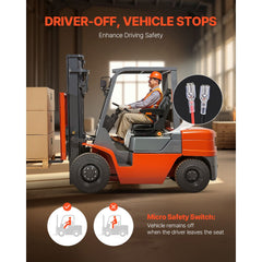 Universal Forklift Seat, Tractor Suspension Seat with Adjustable Back, Armrest, Headrest & Safety Belt, Secure Fold Down Tractor Seat with Micro Switch, Lawnmower Seat for Skid Loader Bulldozer