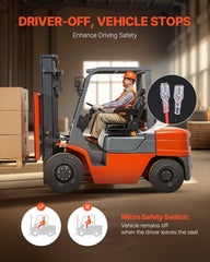Universal Forklift Seat, Tractor Suspension Seat with Adjustable Back, Armrest, Headrest & Safety Belt, Secure Fold Down Tractor Seat with Micro Switch, Lawnmower Seat for Skid Loader Bulldozer