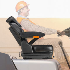 Universal Forklift Seat, Tractor Suspension Seat with Adjustable Back, Armrest, Headrest & Safety Belt, Secure Fold Down Tractor Seat with Micro Switch, Lawnmower Seat for Skid Loader Bulldozer