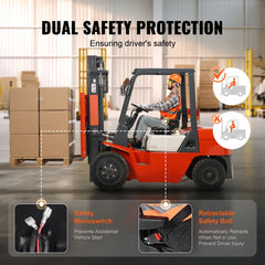 Universal Forklift Seat, Fold Down Tractor Seat with Adjustable Angle Back, Micro Switch, Seatbelt and Armrests, 16-34 cm Slot Tractor Seat for Tractor Loader Excavator