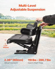 Universal Forklift Seat, Waterproof Tractor Suspension Seat with Adjustable Back, Secure Tractor Seat with Micro Switch, Widely Compatible Seat for Skid Loader Bulldozer