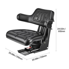 Universal Forklift Seat, Waterproof Tractor Suspension Seat with Adjustable Back, Secure Tractor Seat with Micro Switch, Widely Compatible Seat for Skid Loader Bulldozer
