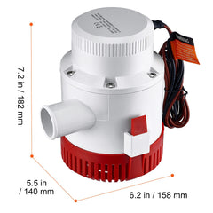 Bilge Pump, 3000GPH Automatic Submersible Boat Bilge Water Pump with Float Switch, 40 mm Outlet Diameter, Small Boat Bilge Pump, Marine Electric Bilge Pump for Boats, Ponds, Pools, Basements