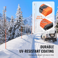 Driveway Markers, 100PCS 121.5cm, 0.78cm Diameter, Orange Fiberglass Poles Snow Stakes with Reflective Tape, 30cm Steel Drill Bit & Protection Gloves for Parking Lots, Walkways Easy Visibility