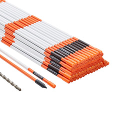 Driveway Markers, 100PCS 121.5cm, 0.78cm Diameter, Orange Fiberglass Poles Snow Stakes with Reflective Tape, 30cm Steel Drill Bit & Protection Gloves for Parking Lots, Walkways Easy Visibility
