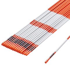 Driveway Markers, 30 PCS 121.5cm, 0.78cm Diameter, Orange Fiberglass Poles Snow Stakes with Reflective Tape, 30cm Steel Drill Bit & Protection Gloves for Parking Lots, Walkways Easy Visibility