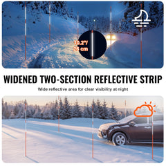 Driveway Markers, 50 PCS 121.5 cm, 0.78 cm Diameter Orange Fiberglass Poles Snow Stakes with Reflective Tape, 30 cm Steel Drill Bit & Protection Gloves for Parking Lots, Walkways Easy Visibility