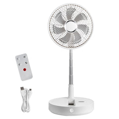 12 Inch Foldable Oscillating Standing Fan with Remote Control, 4 Speed Adjustable Portable Desk Quiet Fan, 7200mah Rechargeable USB Small Fan, Folded Rotating Floor Fan for Bedroom Office Travel