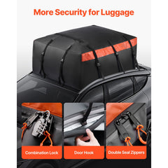 Car Rooftop Cargo Carrier Bag, 23 Cubic Feet Roof Cargo Carrier, Heavy Duty 840D PVC 100% Waterproof Car Roof Luggage Bag for All Vehicle with/without Rack- with Lock, Anti-Slip Mat, 6 Door Hook