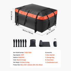 Car Rooftop Cargo Carrier Bag, 23 Cubic Feet Roof Cargo Carrier, Heavy Duty 840D PVC 100% Waterproof Car Roof Luggage Bag for All Vehicle with/without Rack- with Lock, Anti-Slip Mat, 6 Door Hook