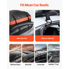 Car Rooftop Cargo Carrier Bag, 15 Cubic Feet Car Roof Cargo Carrier, 100% Waterproof Heavy Duty 840D PVC Roof Luggage Bag for All Vehicle with/without Rack- with Lock, Non-Slip Mat, 4 Door Hooks