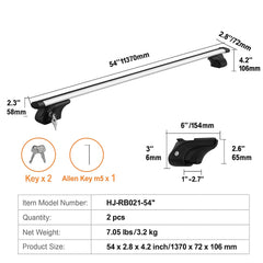Roof Rack Cross Bars, Aluminum Roof Rack Crossbars, Fit Raised Side Rail with Gap, 90 kg Load Capacity, Adjustable Crossbars with Locks, for SUVs, Sedans, and Vans