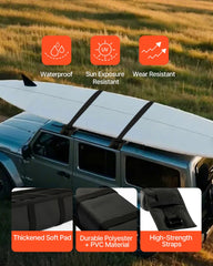 Soft Roof Rack Pads 33in 176lbs Load Capacity for Kayak Canoe Surfboard Luggage