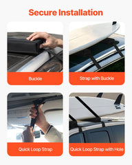 Soft Roof Rack Pads 15.5in 176lbs Load Capacity for Kayak Canoe Surfboard