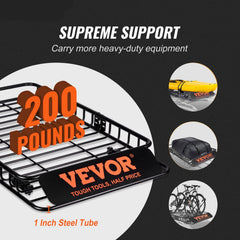Roof Rack Cargo Basket 200 LBS Capacity Extension 64"x39"x6" for SUV Truck