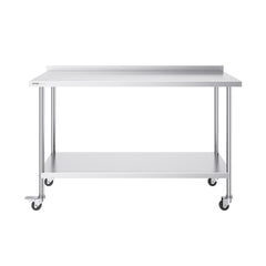 24 x 60 x 40 Inch Stainless Steel Work Table, Commercial Food Prep Worktable with Casters, Heavy Duty Prep Worktable, Metal Work Table with Adjustable Height for Restaurant, Home and Hotel