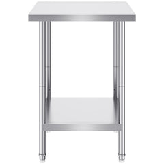 Stainless Steel Prep Table, 24 x 24 x 34 Inch, Heavy Duty Metal Worktable with 3 Adjustable Height Levels, Commercial Workstation for Kitchen Garage Restaurant Backyard