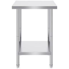 Stainless Steel Prep Table, 24 x 24 x 34 Inch, Heavy Duty Metal Worktable with 3 Adjustable Height Levels, Commercial Workstation for Kitchen Garage Restaurant Backyard