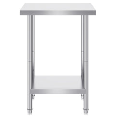 Stainless Steel Prep Table, 24 x 18 x 34 Inch, Heavy Duty Metal Worktable with 3 Adjustable Height Levels, Commercial Workstation for Kitchen Garage Restaurant Backyard