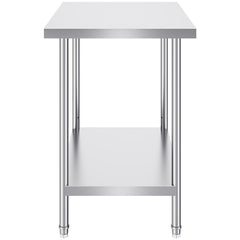 Stainless Steel Prep Table, 24 x 36 x 34 Inch, Heavy Duty Metal Worktable with 3 Adjustable Height Levels, Commercial Workstation for Kitchen Garage Restaurant Backyard