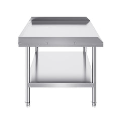Stainless Steel Work Table, 762 x 1219 x 660 mm Commercial Food Prep Worktable, 3-Sided Backsplash Heavy Duty Prep Worktable, Metal Work Table with Adjustable Height for Restaurant Home Hotel