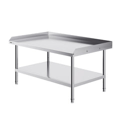 Stainless Steel Work Table, 762 x 1219 x 660 mm Commercial Food Prep Worktable, 3-Sided Backsplash Heavy Duty Prep Worktable, Metal Work Table with Adjustable Height for Restaurant Home Hotel