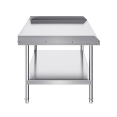 Stainless Steel Work Table, 762 x 1219 x 660 mm Commercial Food Prep Worktable, 3-Sided Backsplash Heavy Duty Prep Worktable, Metal Work Table with Adjustable Height for Restaurant Home Hotel