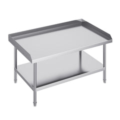 Stainless Steel Work Table, 762 x 1219 x 660 mm Commercial Food Prep Worktable, 3-Sided Backsplash Heavy Duty Prep Worktable, Metal Work Table with Adjustable Height for Restaurant Home Hotel