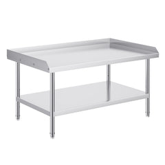 Stainless Steel Work Table, 762 x 1219 x 660 mm Commercial Food Prep Worktable, 3-Sided Backsplash Heavy Duty Prep Worktable, Metal Work Table with Adjustable Height for Restaurant Home Hotel