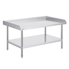 Stainless Steel Work Table, 762 x 1219 x 660 mm Commercial Food Prep Worktable, 3-Sided Backsplash Heavy Duty Prep Worktable, Metal Work Table with Adjustable Height for Restaurant Home Hotel