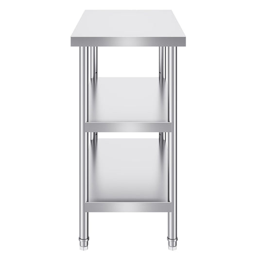 Stainless Steel Food Prep Table, 18 x 36 x 34 Inch Commercial Kitchen Worktable, with 2 Adjustable Undershelf, Heavy Duty Prep Table Metal Work Table for BBQ, Kitchen, Home, and Garage