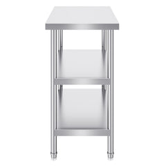 Stainless Steel Food Prep Table, 18 x 36 x 34 Inch Commercial Kitchen Worktable, with 2 Adjustable Undershelf, Heavy Duty Prep Table Metal Work Table for BBQ, Kitchen, Home, and Garage
