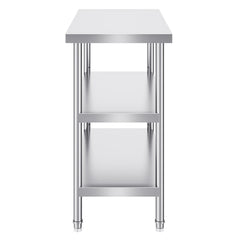 Stainless Steel Food Prep Table, 18 x 36 x 34 Inch Commercial Kitchen Worktable, with 2 Adjustable Undershelf, Heavy Duty Prep Table Metal Work Table for BBQ, Kitchen, Home, and Garage