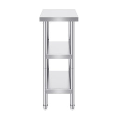 Stainless Steel Food Prep Table, 14 x 24 x 34 Inch Commercial Kitchen Worktable, with 2 Adjustable Undershelf, Heavy Duty Prep Table Metal Work Table for BBQ, Kitchen, Home, and Garage