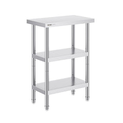 Stainless Steel Food Prep Table, 14 x 24 x 34 Inch Commercial Kitchen Worktable, with 2 Adjustable Undershelf, Heavy Duty Prep Table Metal Work Table for BBQ, Kitchen, Home, and Garage